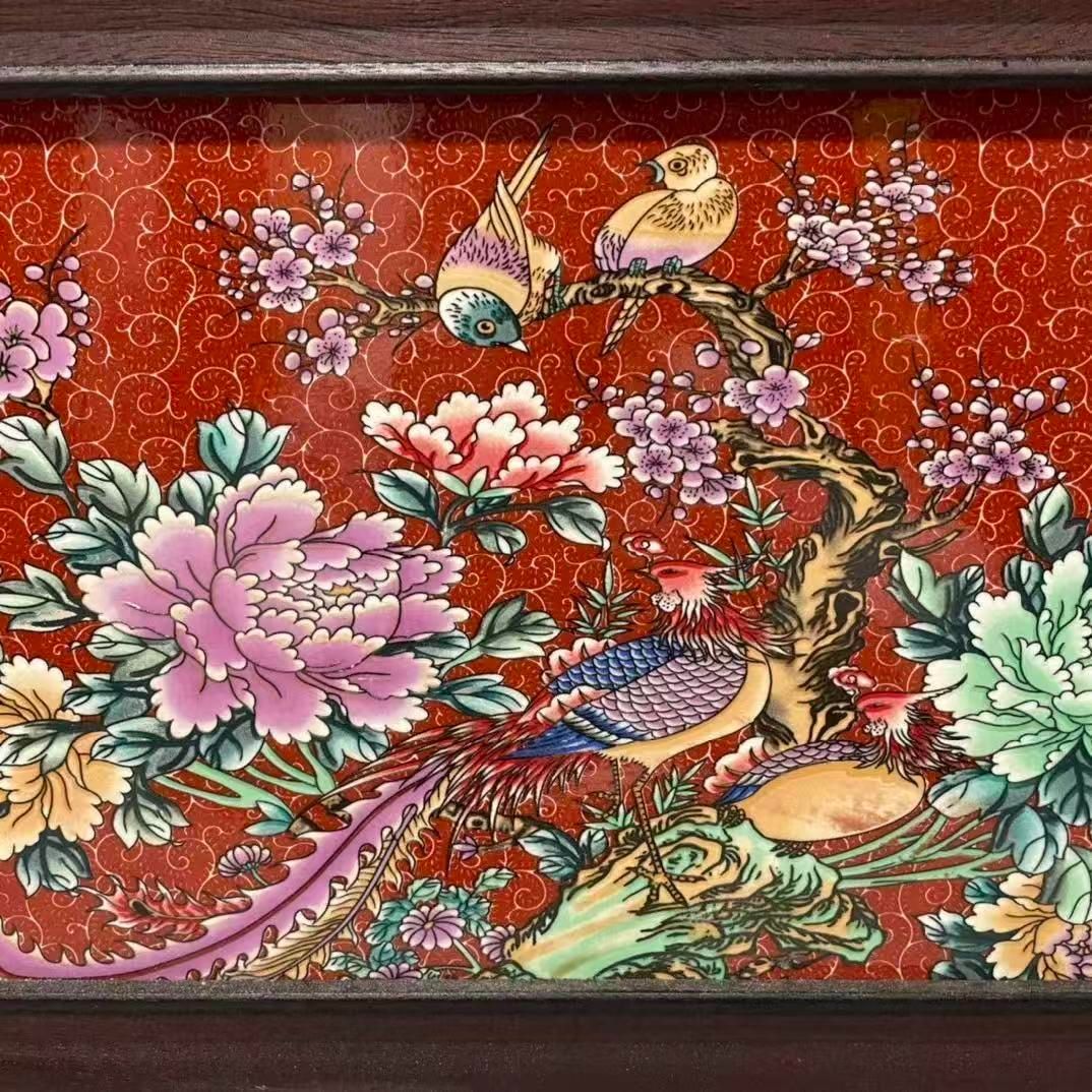 景徳鎮 青花花鳥春夏秋冬図陶板画 応接間 書斎 装飾品 工芸品 美術品 置物 景徳鎮 青花花鳥春夏秋冬図陶板画 応接間 書斎 装飾品 工芸