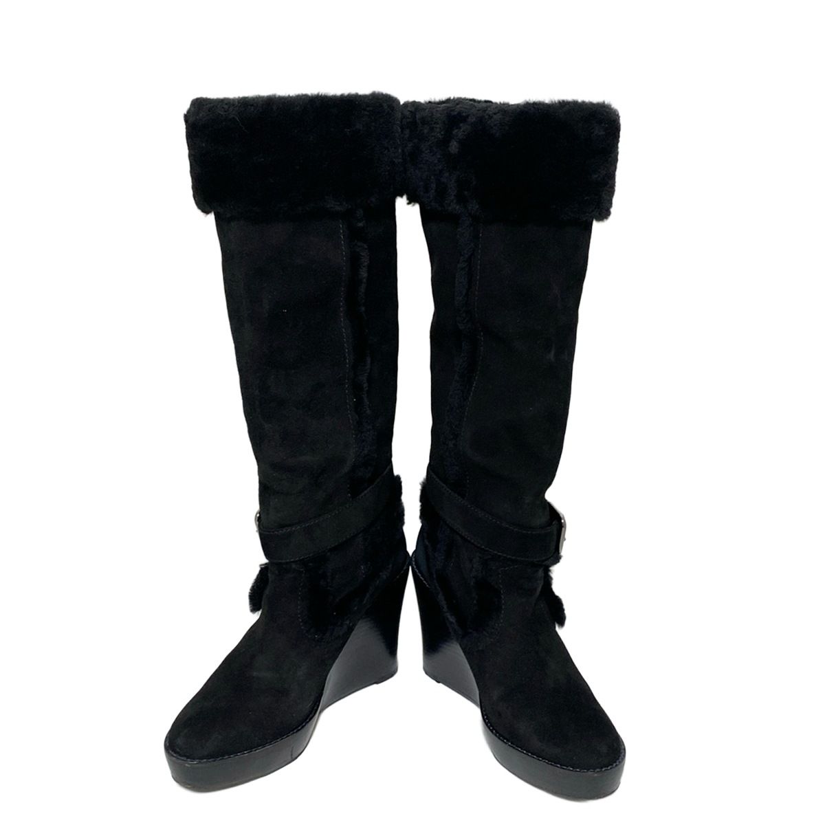 【美品】バーバリーブルーレーベル（L）レインブーツ 長靴  ロングブーツ 黒 Parade 長靴 レディース 雪 レインブーツ おしゃれ ロング 完全防水