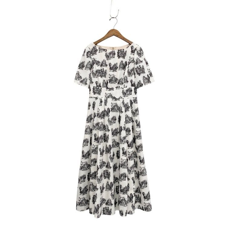 TOCCA トッカ ICONS OF DREAM ドレス プリント ワンピース ホワイト×ブラック 00 OPTOCA0800