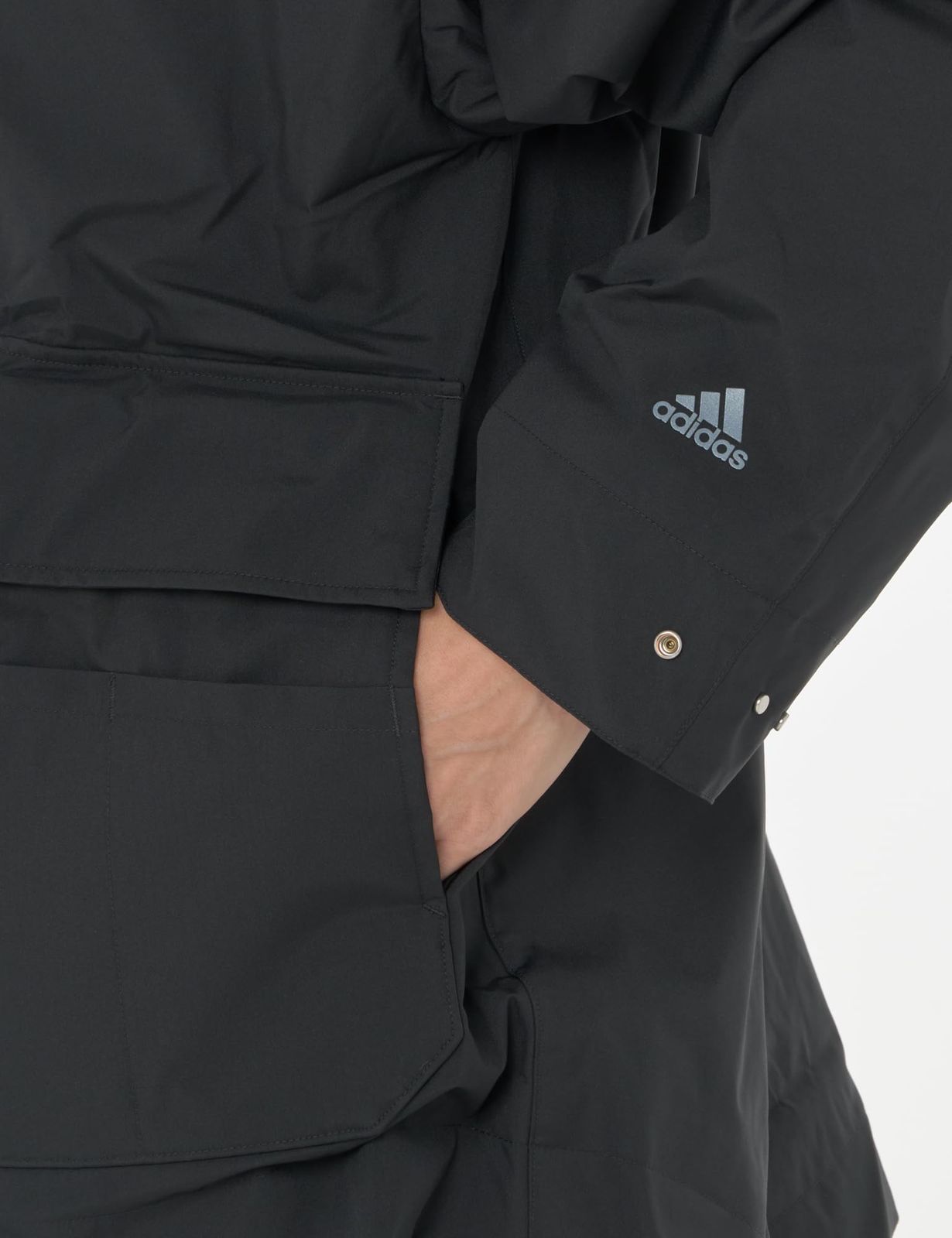 アディダス ジャケット マストハブ スモールロゴ ルーズフィット フリース裏地付きウーブンフード付きジャケット KWX 70 メンズ ブラック JG 8509 J M Free Size