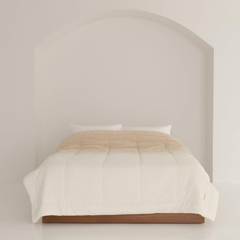 彡nishikawa 西川 hauu もちもちブランケット 綿入り シングル ベージュ 洗える 毛布 リバーシブルで使える ふわふわ 柔らか ハウ FQ04065528 0