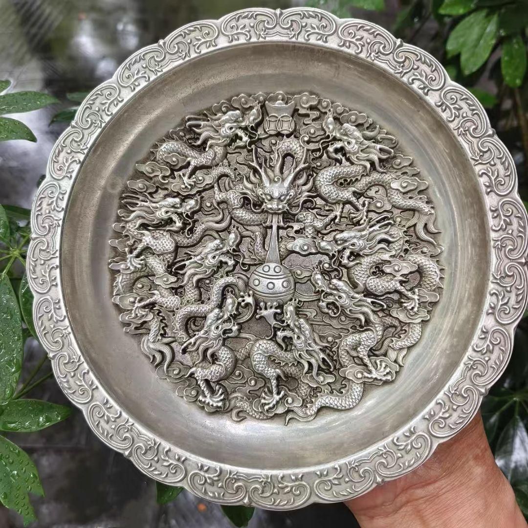 銅細工 九龍皿 書道具 文房具 装飾品 工芸品 美術品 置物 銅製 九龍皿 書道具 人気 文房具 装飾品 工芸品 美術品 置物