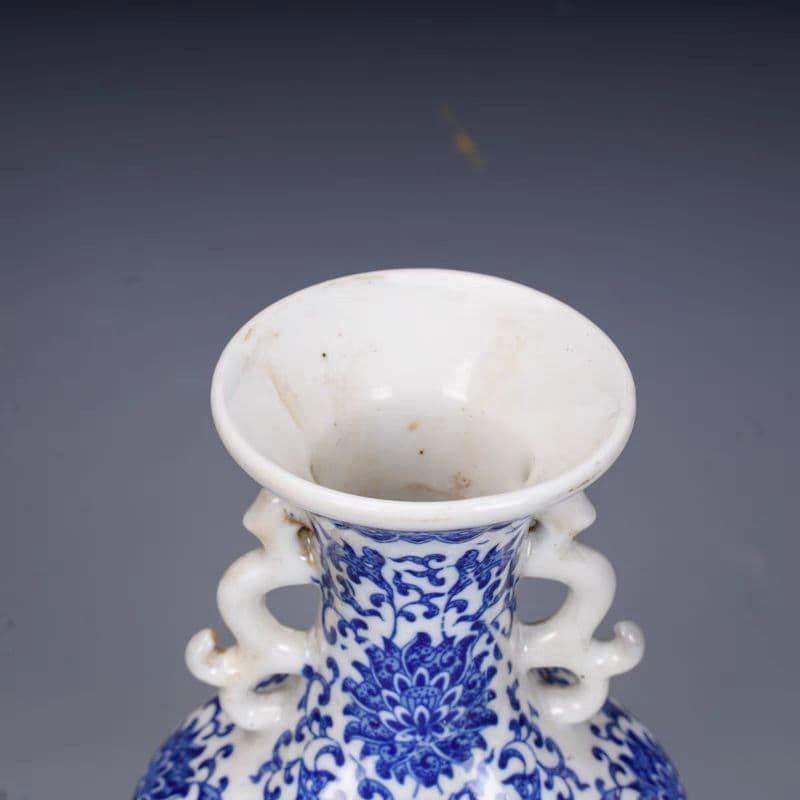 琺瑯錦地開窓花鳥両耳瓶 景徳鎮 陶磁器 装飾品 現代