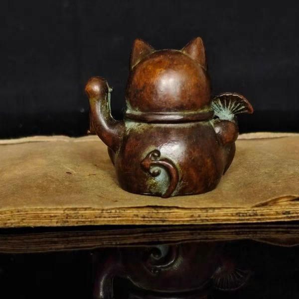 銅制 招財猫 招財進宝 茶台茶寵 自宅 オフィスカウンター 装飾品 最高