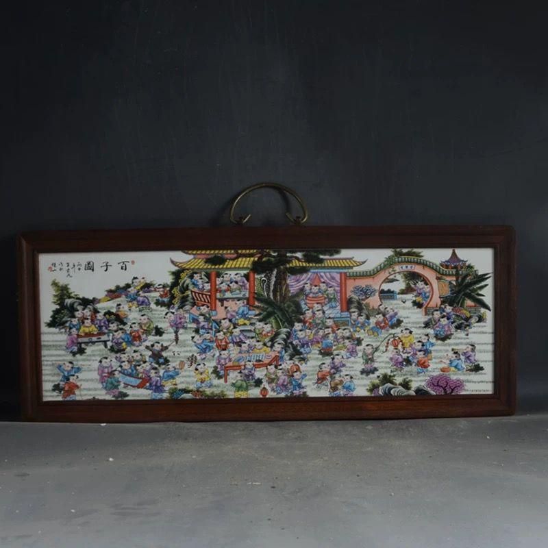 景徳鎮 陶板画百子図 応接間 書斎 懸掛 装飾品 現代工芸品 美術品 置物 景徳鎮 陶板画百子図 応接間 書斎 懸掛 装飾品 現代工芸品 美術品 置物