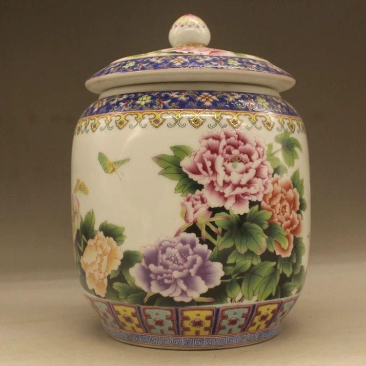 清乾隆粉彩花鳥紋蓋缶 販売 景徳鎮 陶磁器 装飾品 現代