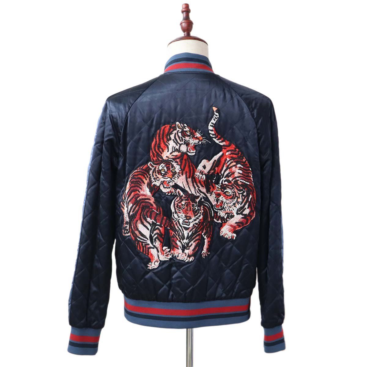 VALENTINO ヴァレンティノ ジャケット サイズ48 スタジャン キルティング 虎 ネイビー アウター 服 25s179-6