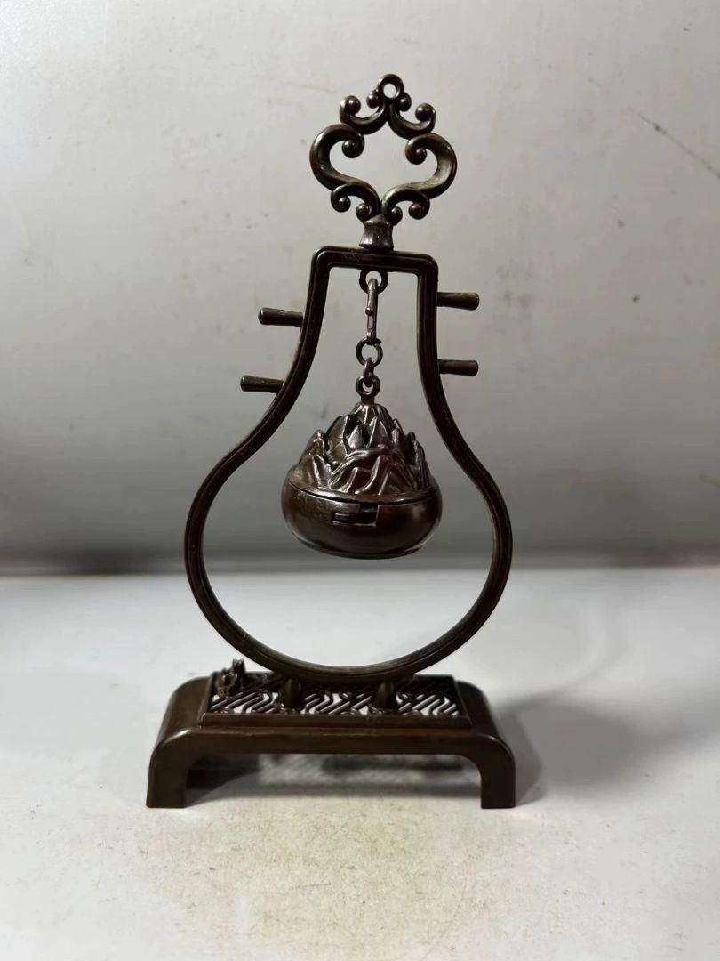銅 細工 如意牛香炉 香道具 灰皿 装飾品 工芸品 美術品 置物 美術品・アンティーク・コレクション 銅細工 香道具 吊香炉 装飾品