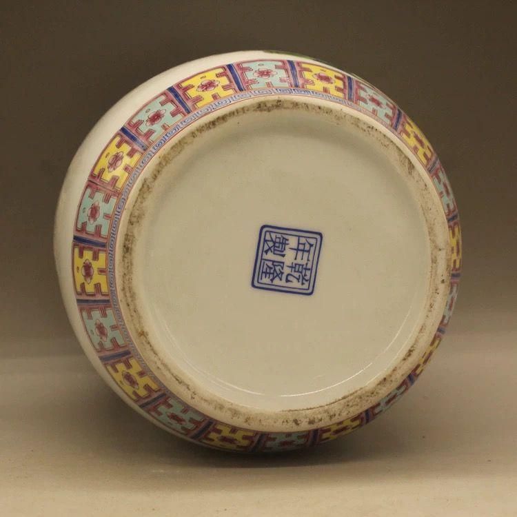 清乾隆粉彩花鳥紋蓋缶 販売 景徳鎮 陶磁器 装飾品 現代工芸品 美術品 置物