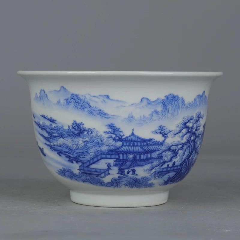 鯖山水紋 盆栽鉢 磁鉢 山野草鉢 多肉植物 植木鉢 小品大品盆栽鉢 陶器