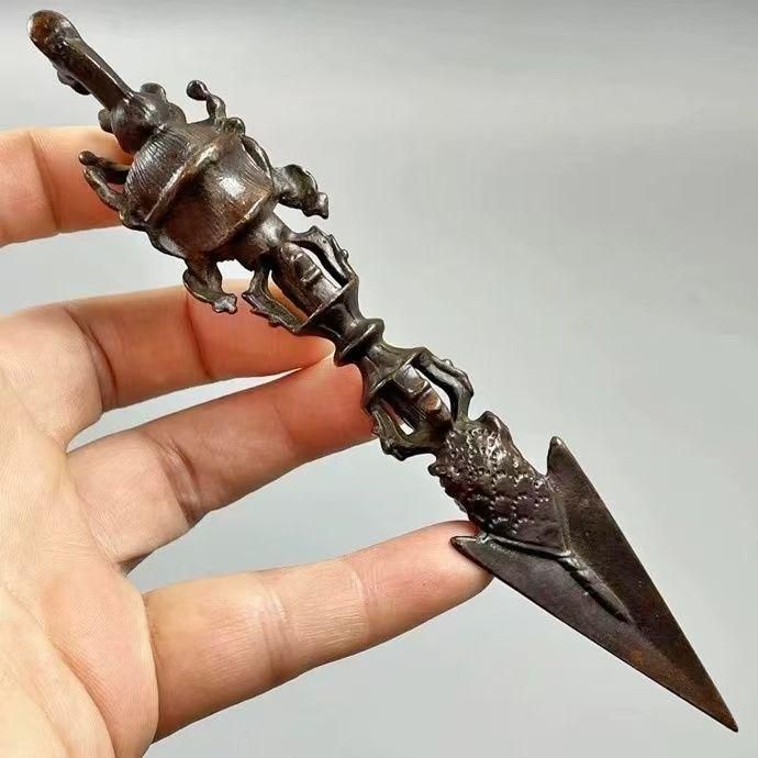 銅細工 密教法器 馬頭明王金剛杵 降魔杵 金剛尖 鎮宅辟邪 開運風水