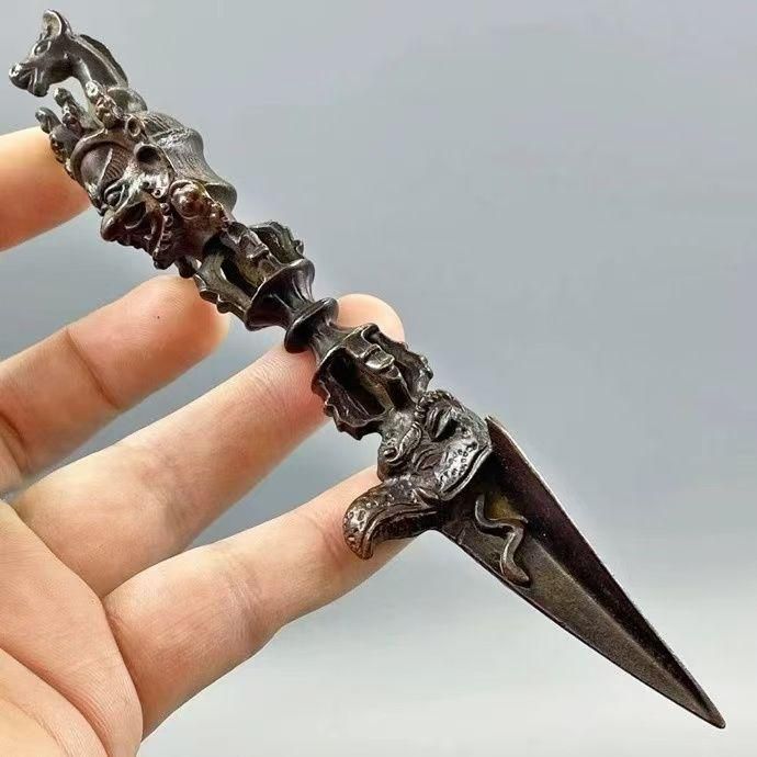 銅細工 密教法器 馬頭明王金剛杵 降魔杵 金剛尖 鎮宅辟邪 開運風水