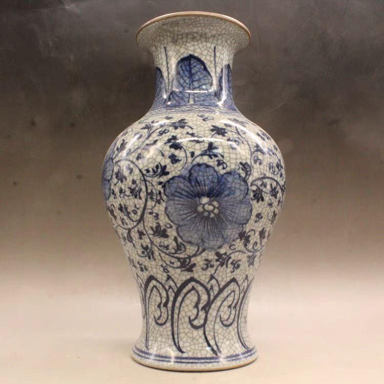 宋哥窯開片青花玉壺 花瓶 景徳鎮 陶磁器 装飾品 現代 置物