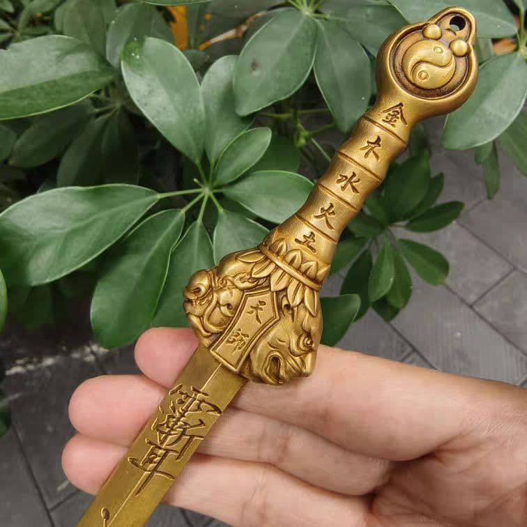 銅 細工 金木水火土虎頭剣 鎮宅辟邪 開運風水 招財 置物 装飾品 工芸品 