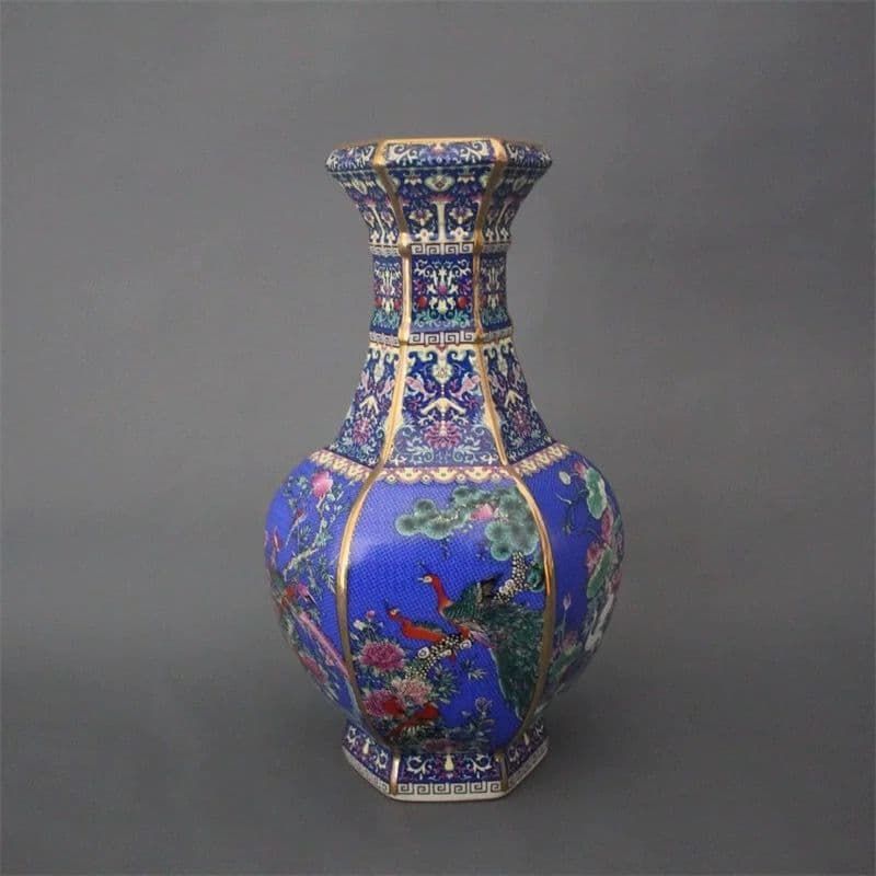 琺瑯彩賞瓶 花瓶 置物 景徳鎮 陶磁器 装飾品 現代工芸品 美術品 【公式 