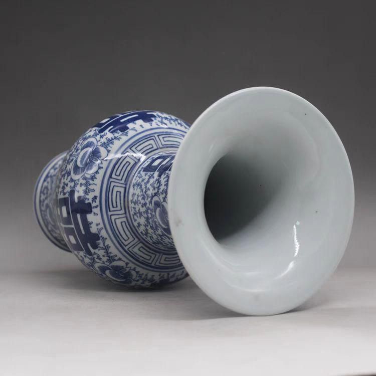 青花双喜 花瓶 賞物観賞瓶 景徳鎮 陶磁器 装飾品 現代工芸品 美術品