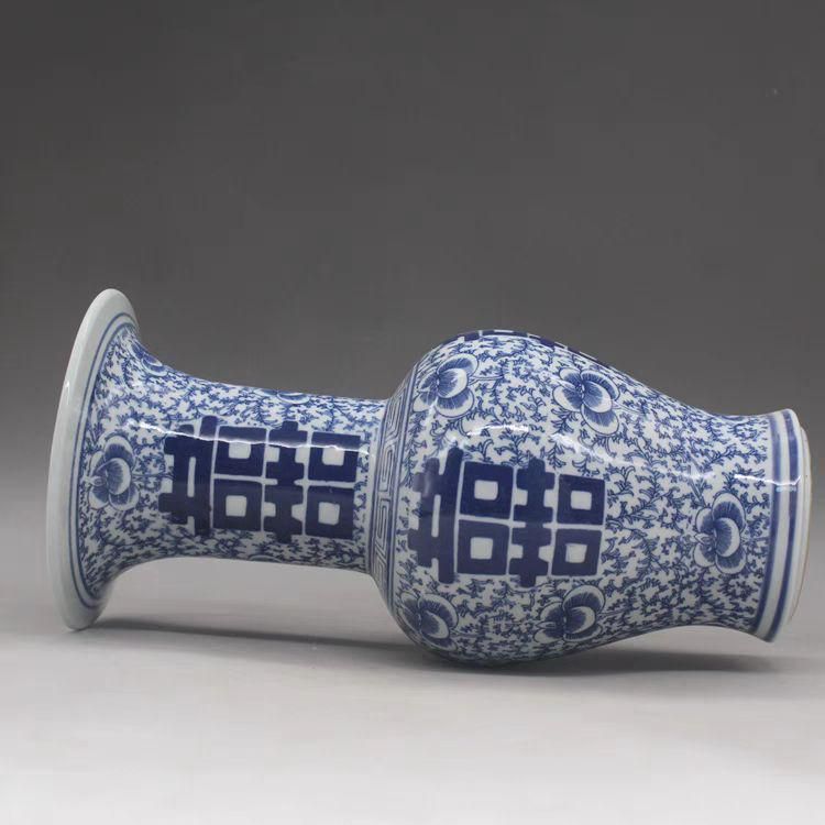 青花双喜 花瓶 賞物観賞瓶 景徳鎮 陶磁器 装飾品 現代工芸品 美術品