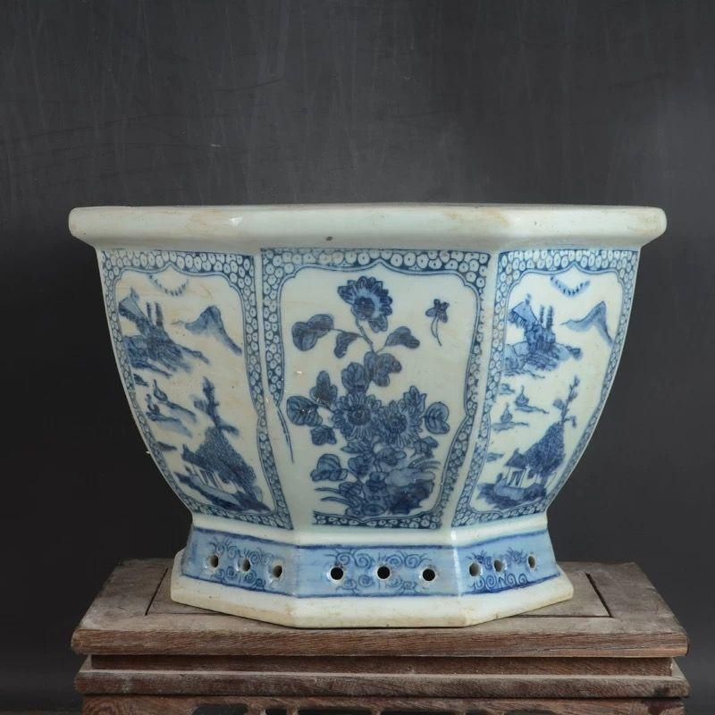 八方青花亭台楼高足鉢 盆栽鉢 植木鉢 多肉植物鉢 小品盆栽鉢 山野草鉢 八方青花亭台楼高足鉢 盆栽鉢 植木鉢 多肉植物鉢 小品盆栽鉢 山野草鉢