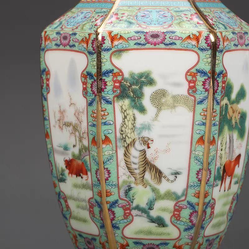 清乾隆粉彩蒔金十二支瓢簞賞瓶 景徳鎮 陶磁器 装飾品 現代工芸品 美術