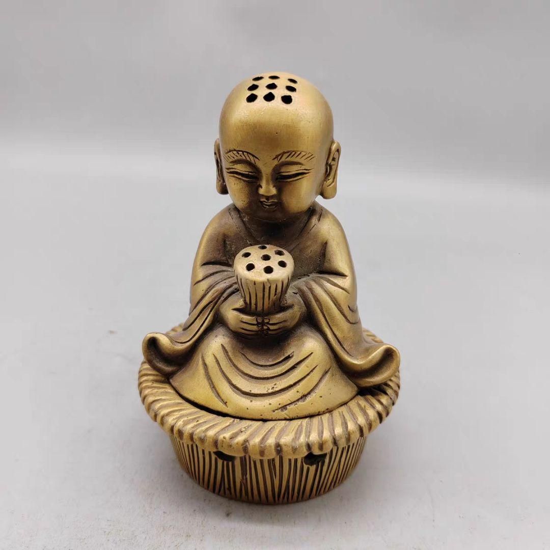 銅 細工 お坊さん 香炉 茶道具 置物