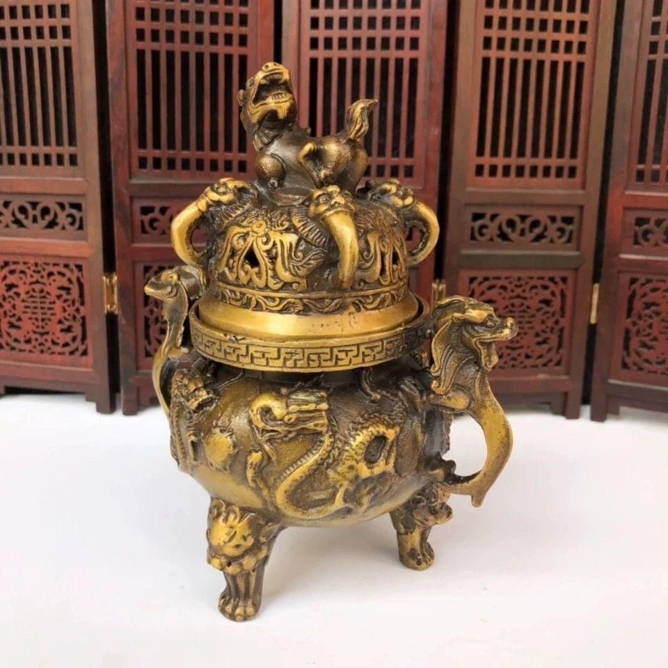 銅 細工 両耳天狗薫香炉 仏堂 香道具 装飾品 置物