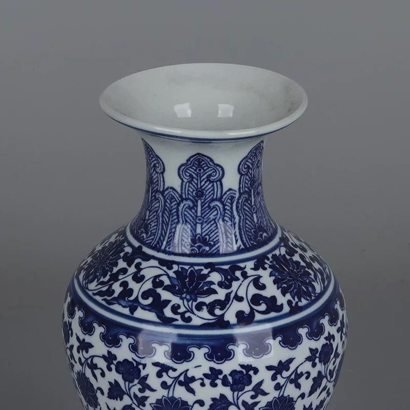 枝蓮紋瓶 工芸品 陶磁器 装飾品 花瓶 花器 美術品 置物 陶芸 賞物観賞