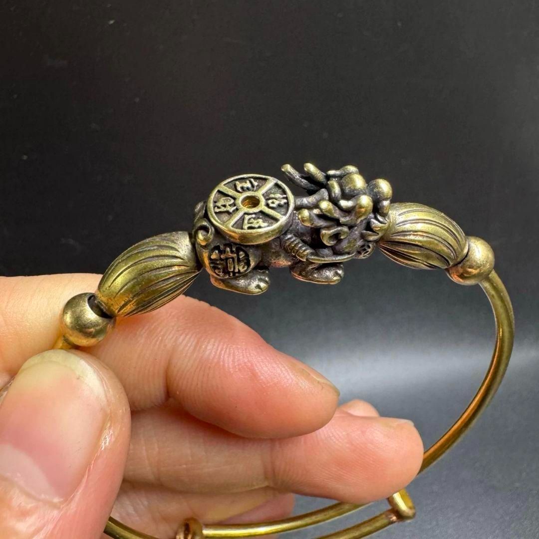 銅 細工 腕輪 男女 装飾品 工芸品 置物 銅 細工 大清乾隆龍頭腕輪 装飾品現代工芸品 美術品 置物zw0829