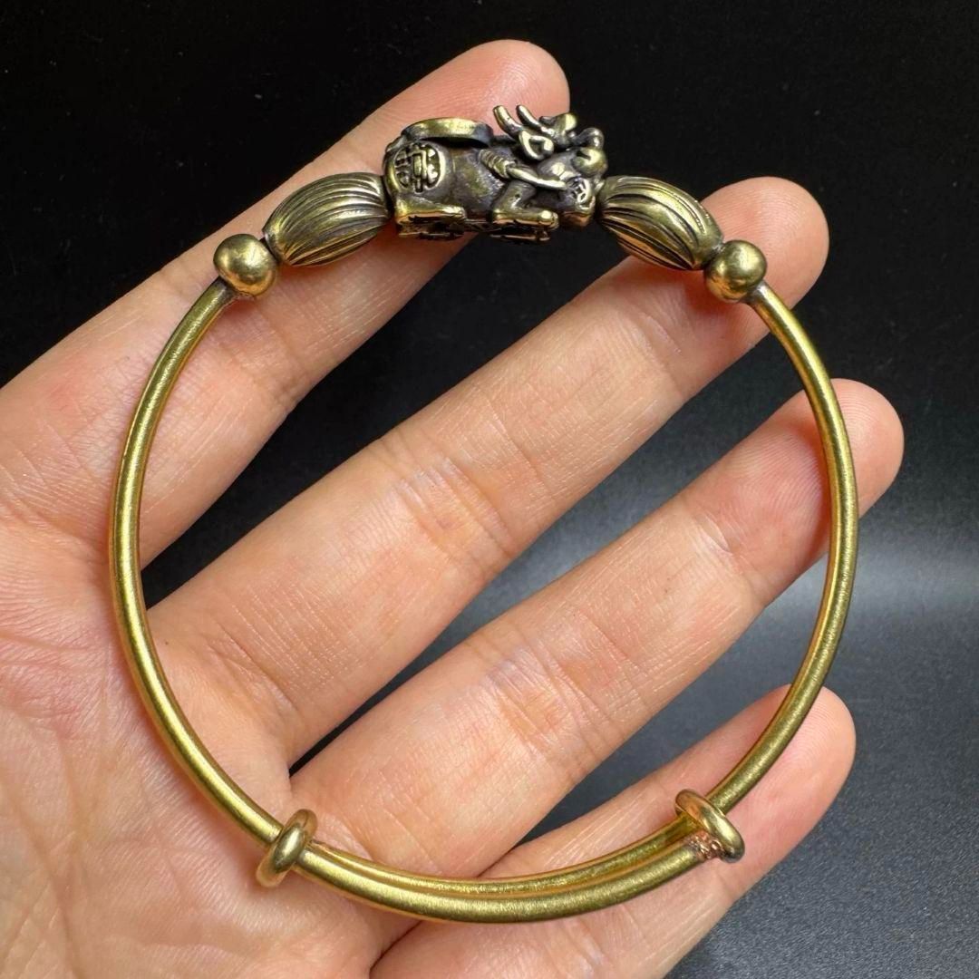 銅 細工 大清乾隆龍頭腕輪 装飾品現代工芸品 美術品 置物zw0829 銅