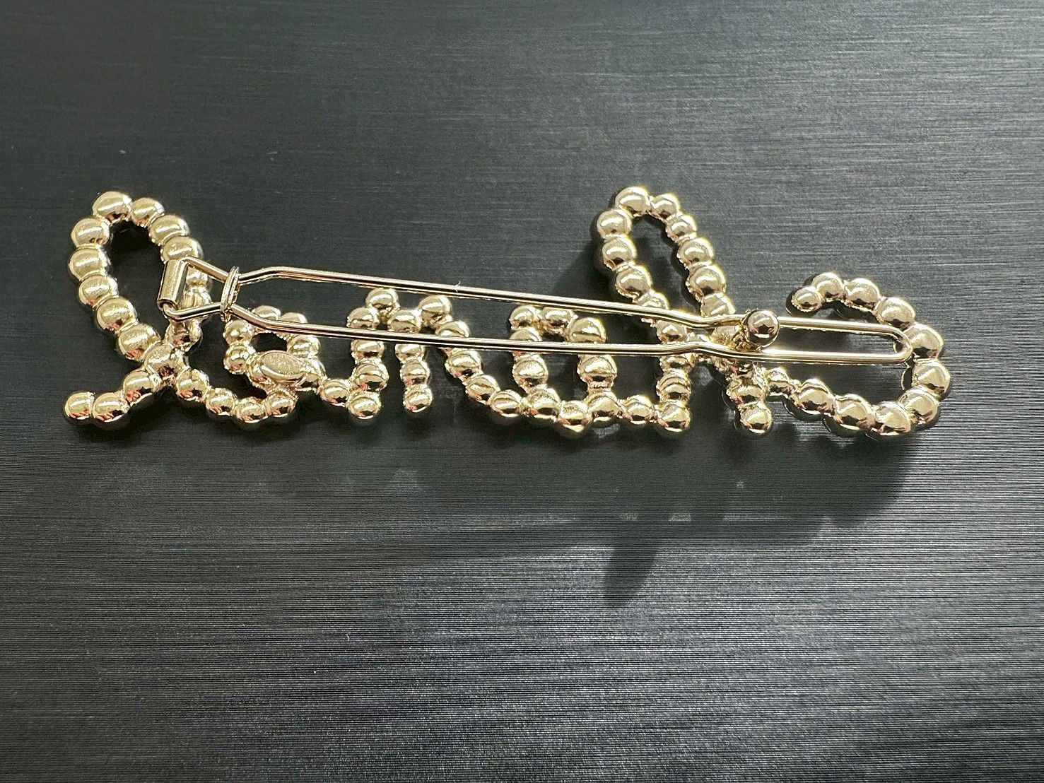 CHANEL シャネル ロゴ B20V ヘアクリップ バレッタ GP×ラインストーン×フェイクパール ゴールド