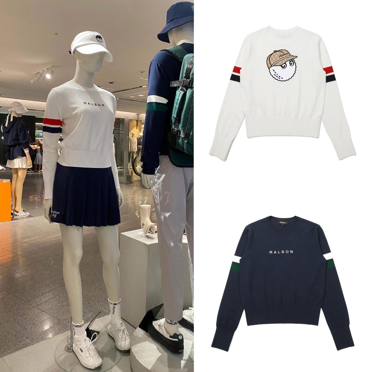 レディースゴルフLook マルボンゴルフ キャラクター ラウンドネック セーター 2色