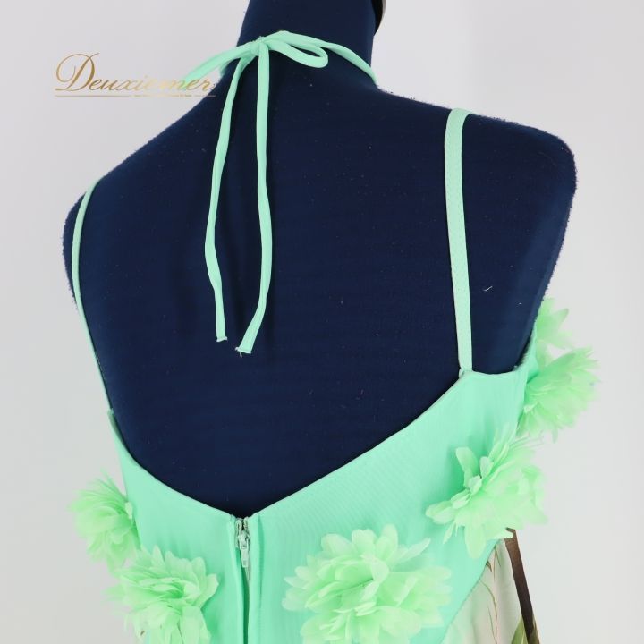 社交ダンス 衣装 タカダンス TAKADANCE ワンピース ドレス 緑 花柄 花