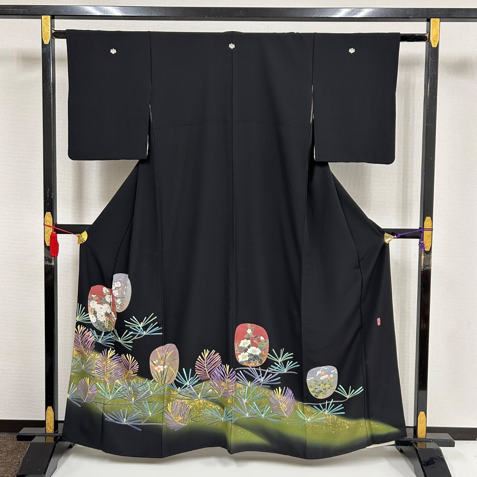 作家物 黒留袖 友禅 金彩 上品な染め 五つ紋 比翼 正絹 着物 MK-1143