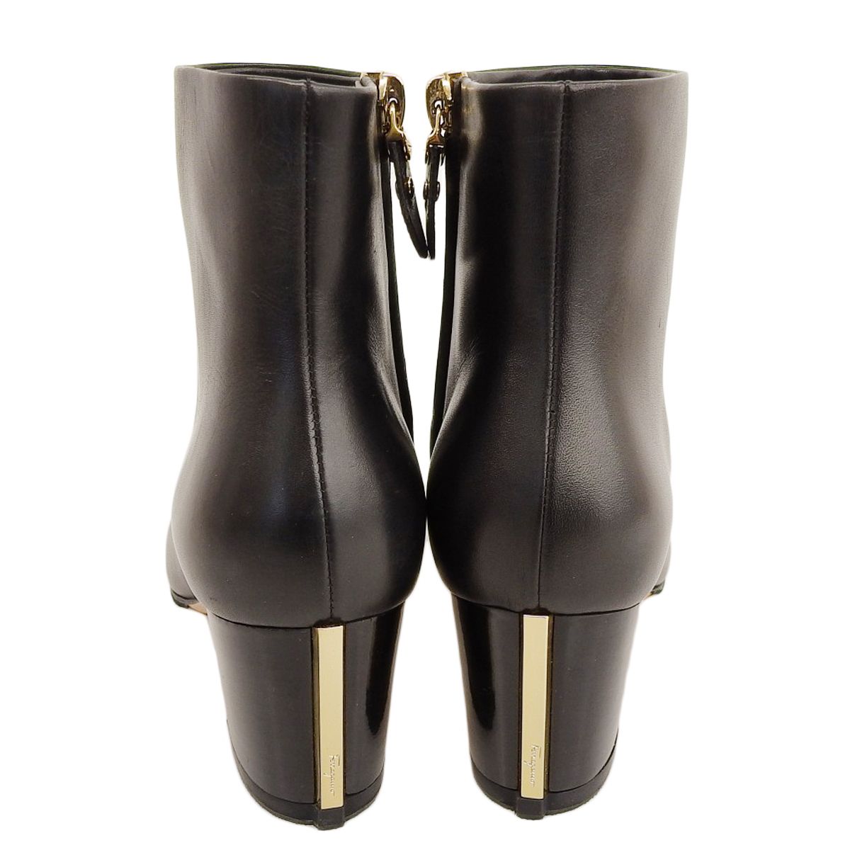 フェラガモ FERRAGAMO サイドファスナー ショートブーツ レザー