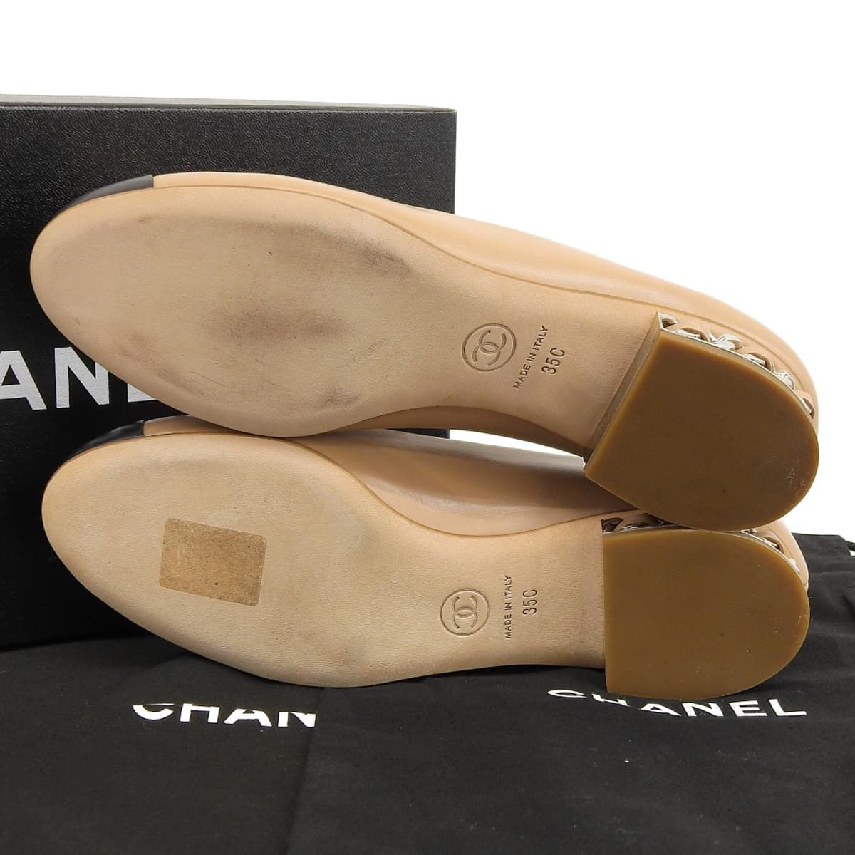 レザー ベージュ×ブラック