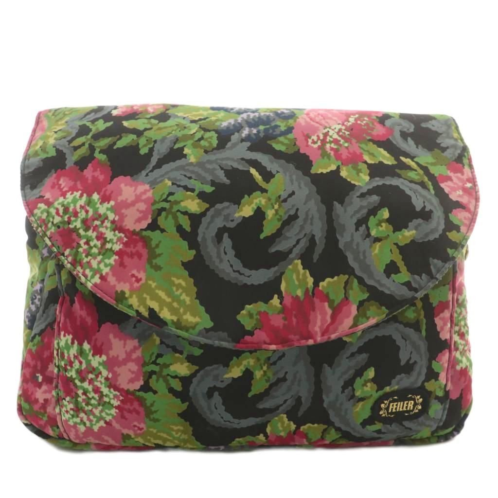 フェイラー FEILER リュックサック デイパッグ ナイロン 花柄 総柄 ロゴ 黒 ブラック マルチ XZ GY11