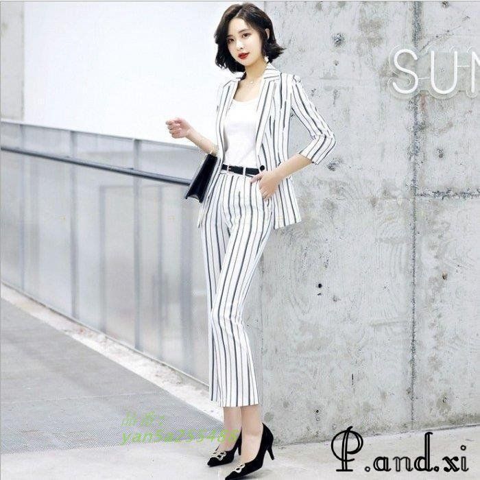 パンツスーツ 結婚式 パンツドレス 事務服 セットアップ ストライプ セレモニー ジャケット リクルート 七分袖 フォーマル 通勤 スキニーパンツ yan5a255488
