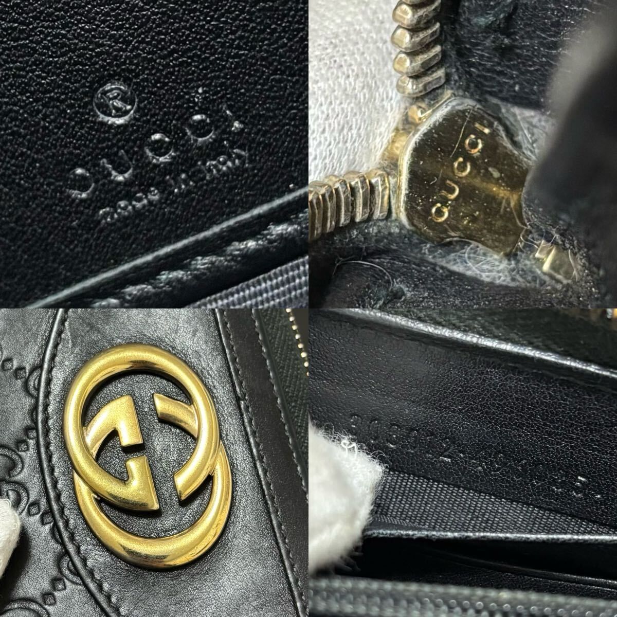 m82 Gucci グッチ ブラック スーキー 長財布 シマレザー インターロッキング ラウンドファスナー ラウンドジップ MERCADOAVALIA_COM_BR