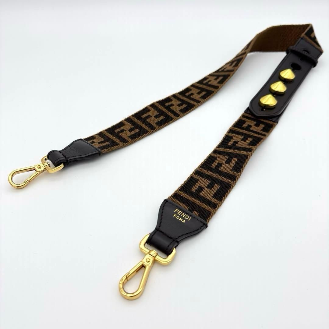 FENDI フェンディ ショルダーストラップ ストラップユー ズッカ ナイロン 茶 ブラウン