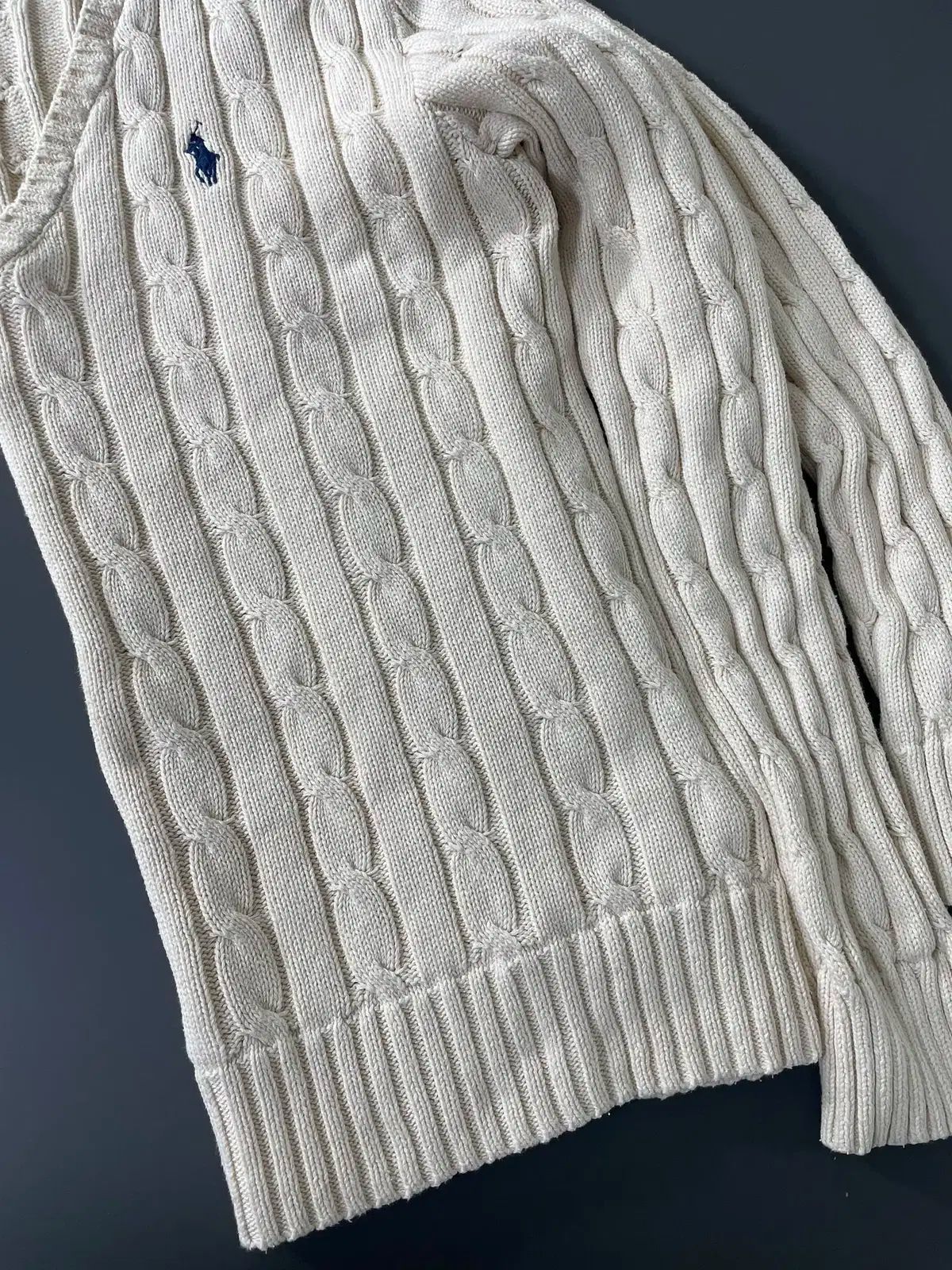  M ポロラルフローレン レディース コットン ケーブル編み Vネック ニット セーター 長袖 ニット セーター