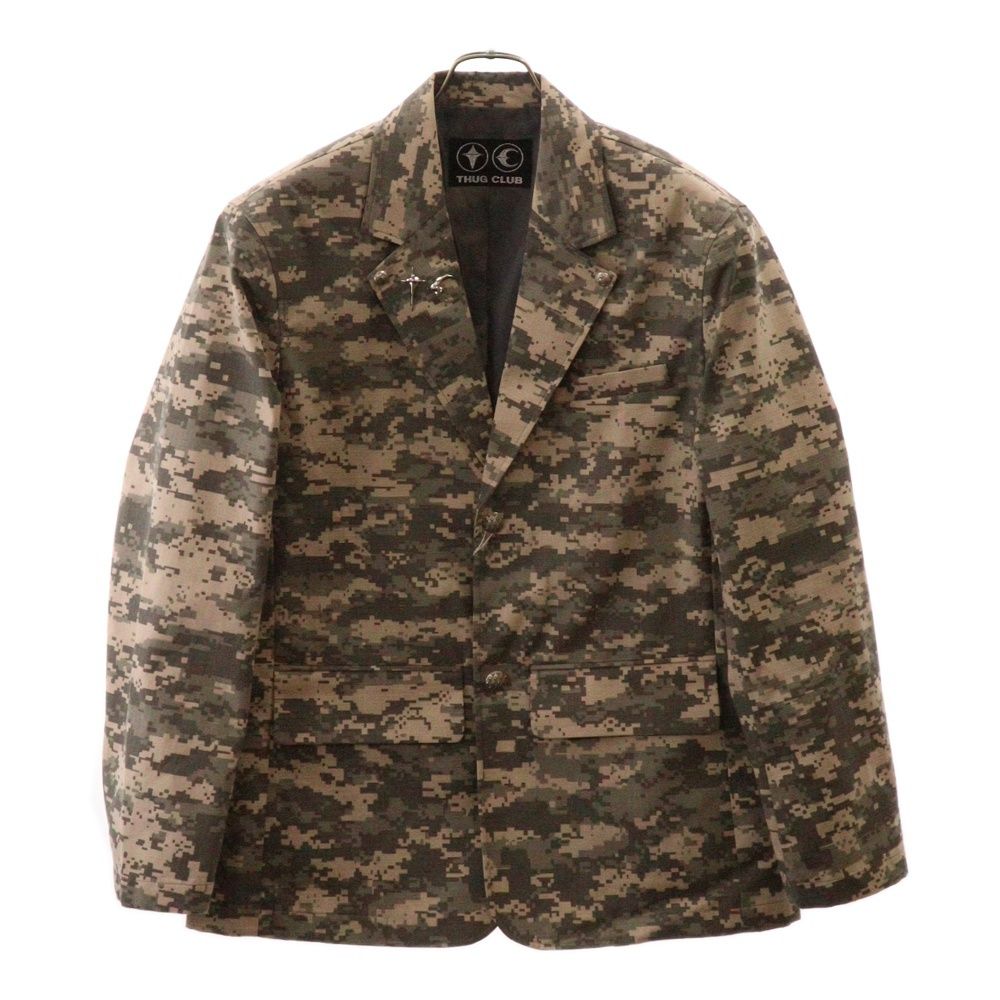 THUG CLUB サグクラブ 24AW TC ARMY BLAZER TC24JK2902 アーミーブレザー カモフラ総柄テーラードジャケット グレー