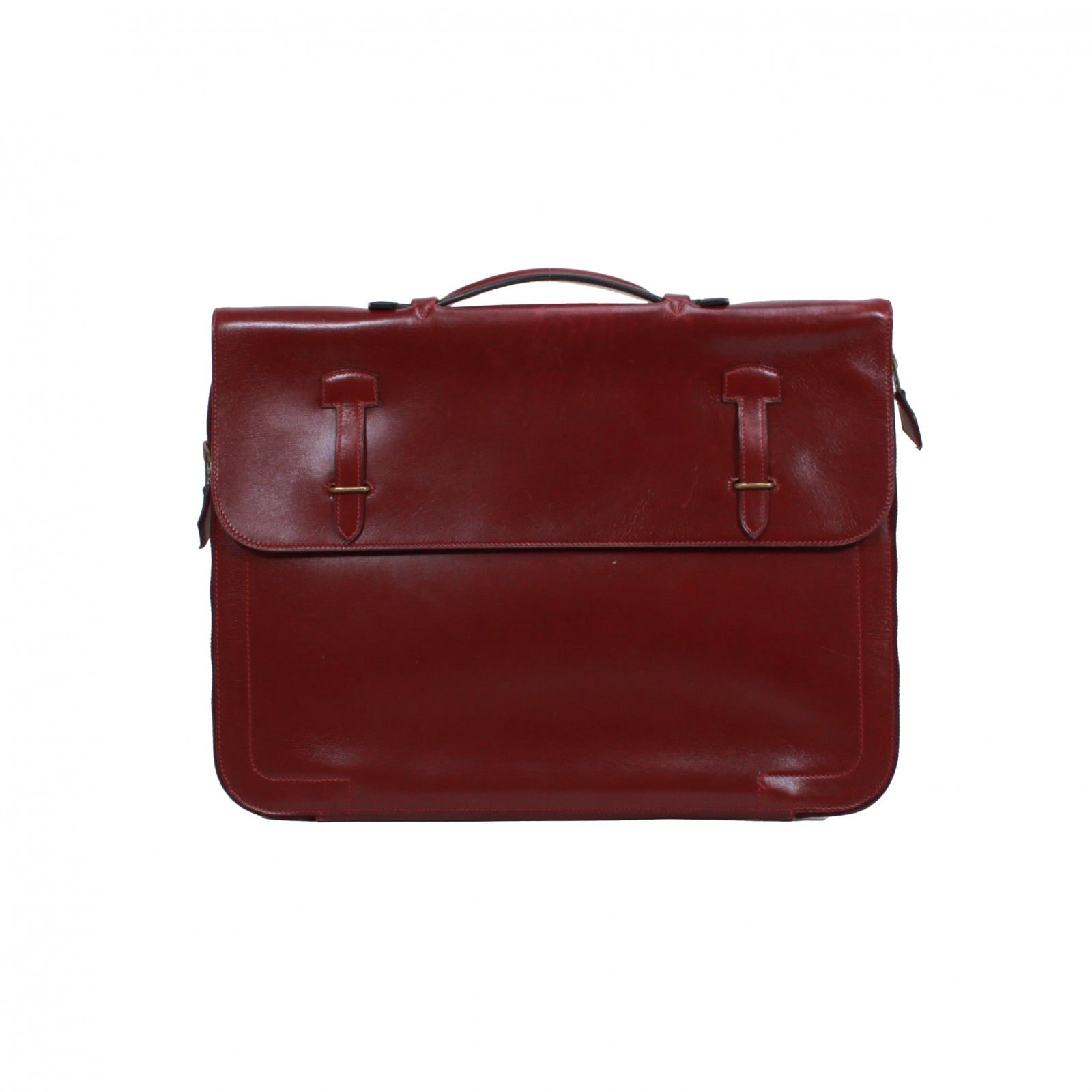 HERMES エルメス ブリーフケース ボックスカーフ ルージュアッシュ レッド 〇D刻印刻印 レディース