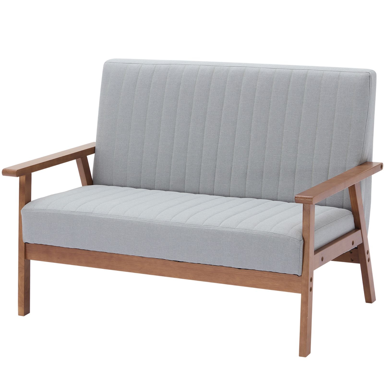  VECELO ソファー 2人掛け 幅112cm 肘掛け おしゃれ 組立簡単 一人暮らし ファブリック コンパクト 木脚 2人掛けソファー 2人用 グレー コーナーソファ 2人掛け 3人掛けソファ ソファ ソファベッド