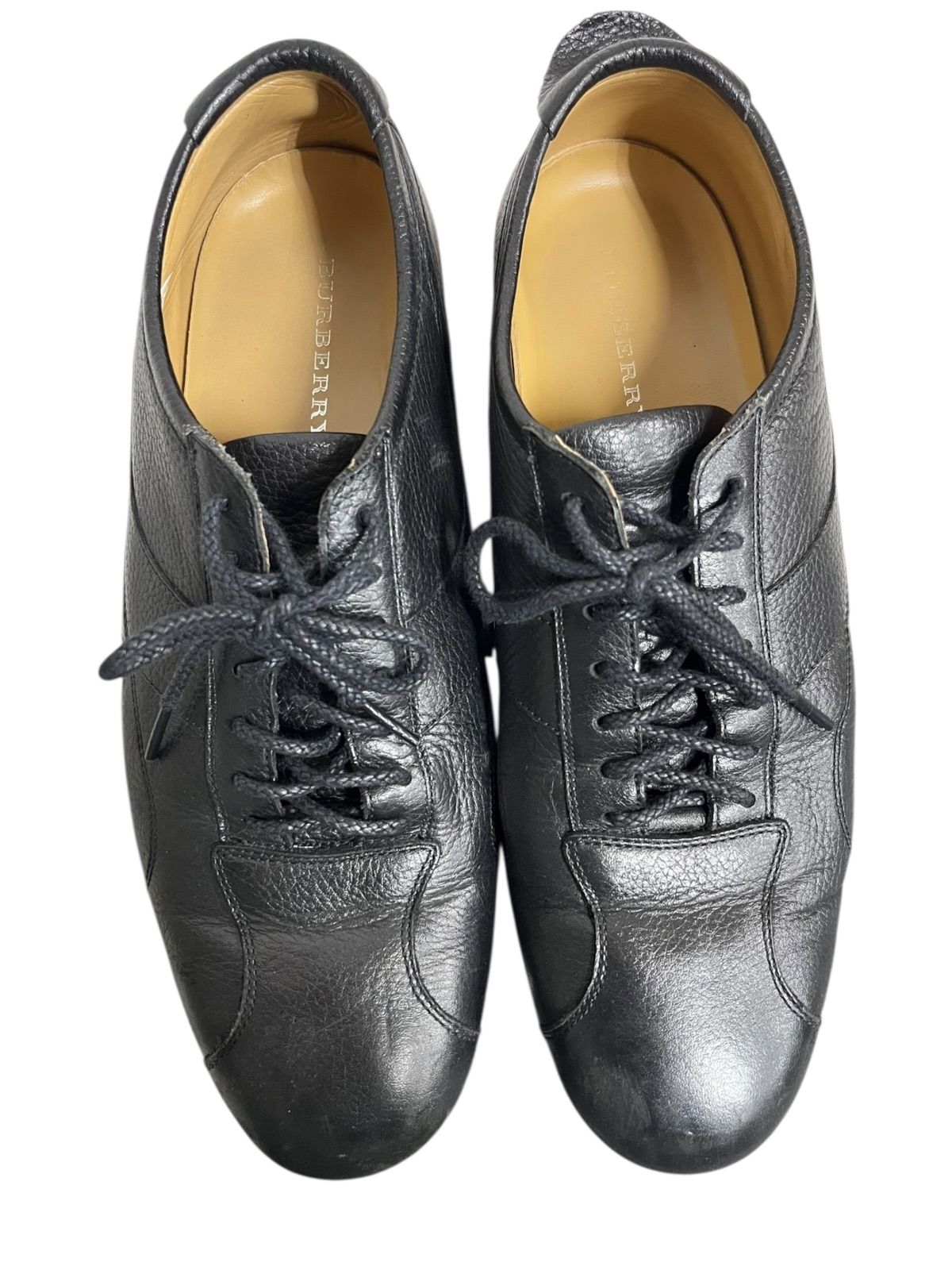 BURBERRY デッキシューズ 本革 バーバリー ブラックレザー メンズ