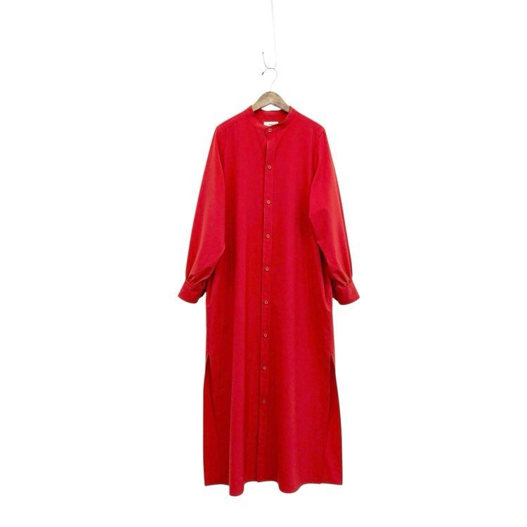 HYKE ハイク MAXI SHIRT DRESS スタンド マキシシャツ ワンピース レッド 2 232-16180