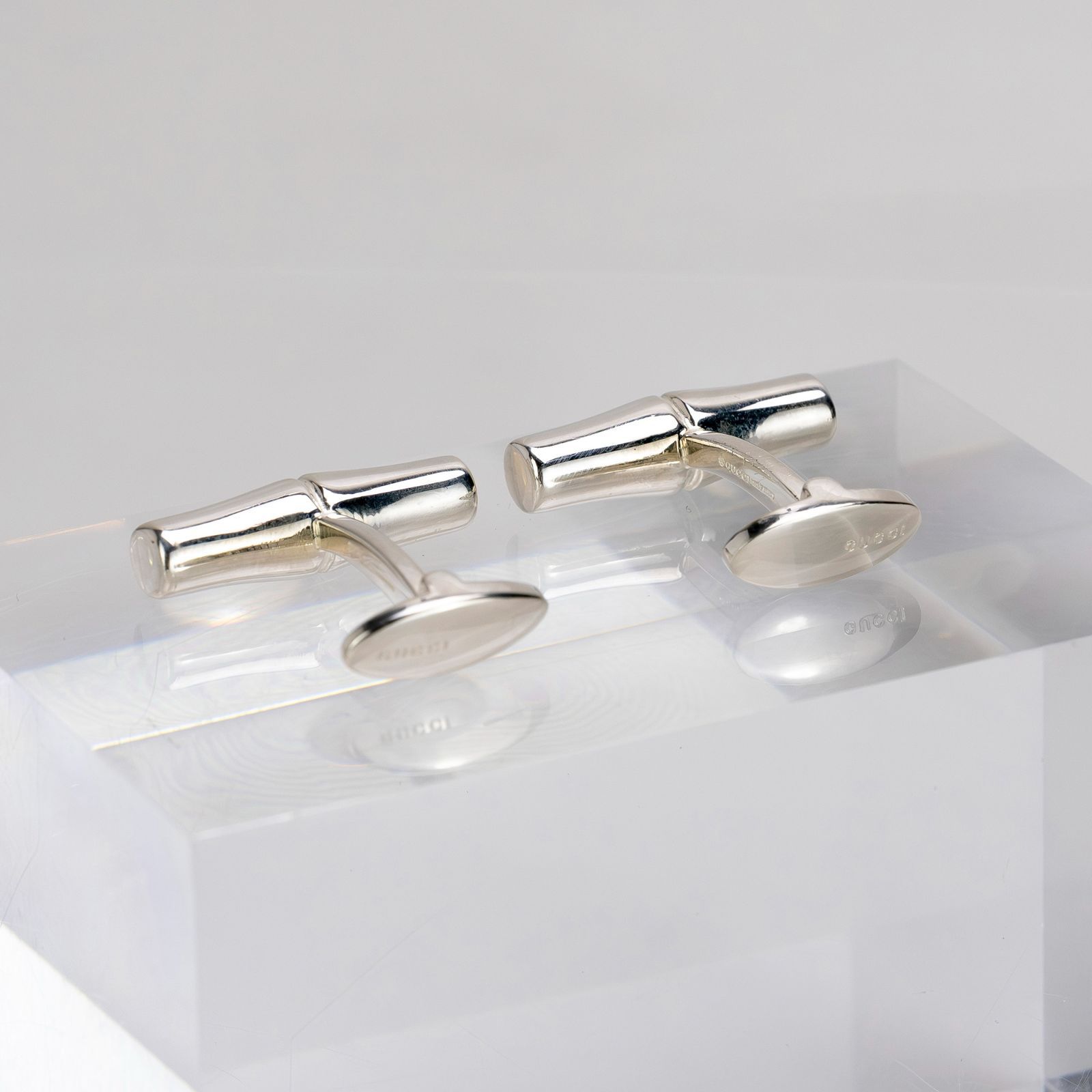グッチ GUCCI カフス シルバー925 バンブーモチーフ カフリンクス メンズ ブランド小物 フォーマル ビジネス イタリア製