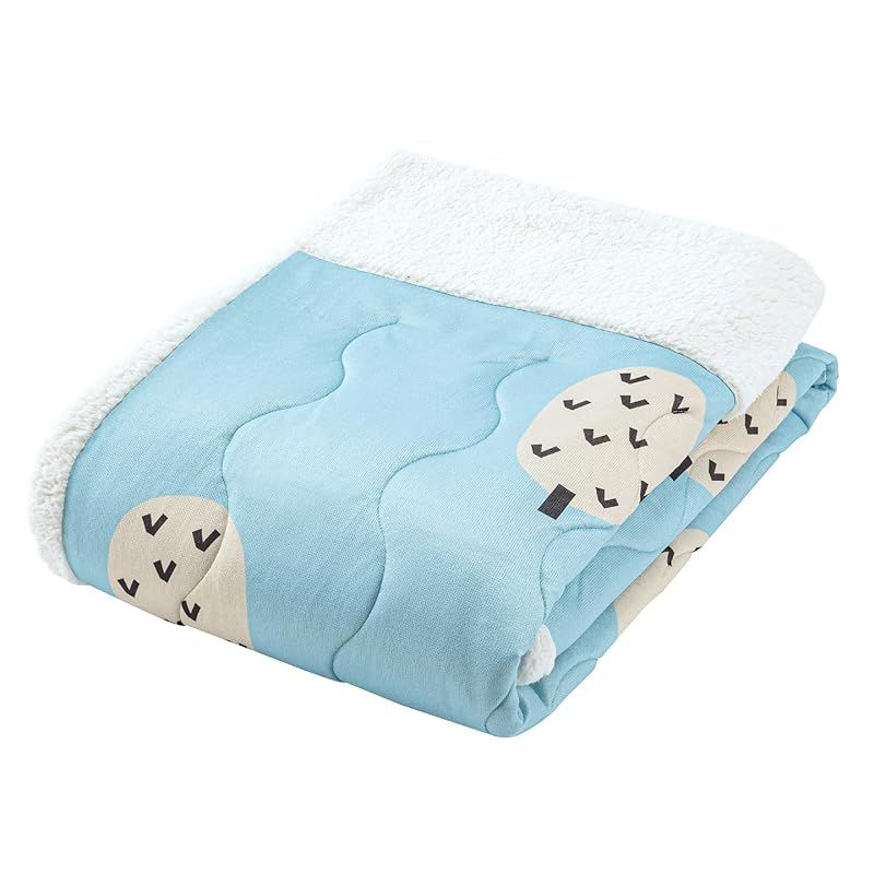 彡nishikawa 西川 アツコマタノ キルトケット シングル 洗える もこもこシープボア MT3653 猫と木 ブルー FE03903026 0