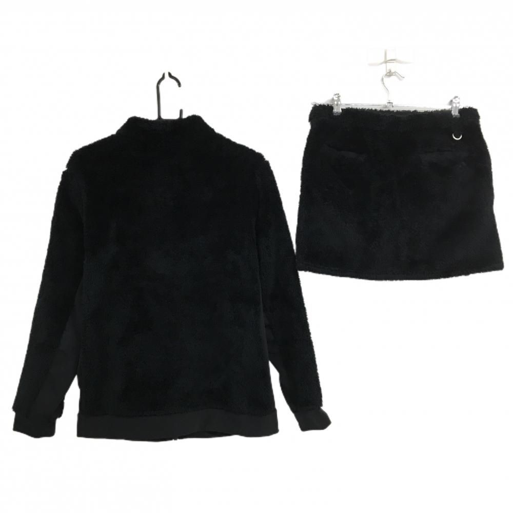 アディダス セットアップ ボアジャケット×ボアスカート 黒×白 肩 袖3ライン スカート レディース OT ゴルフウェア adidas