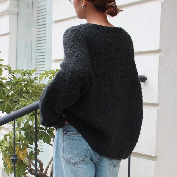 手編みモヘア ショートセーター