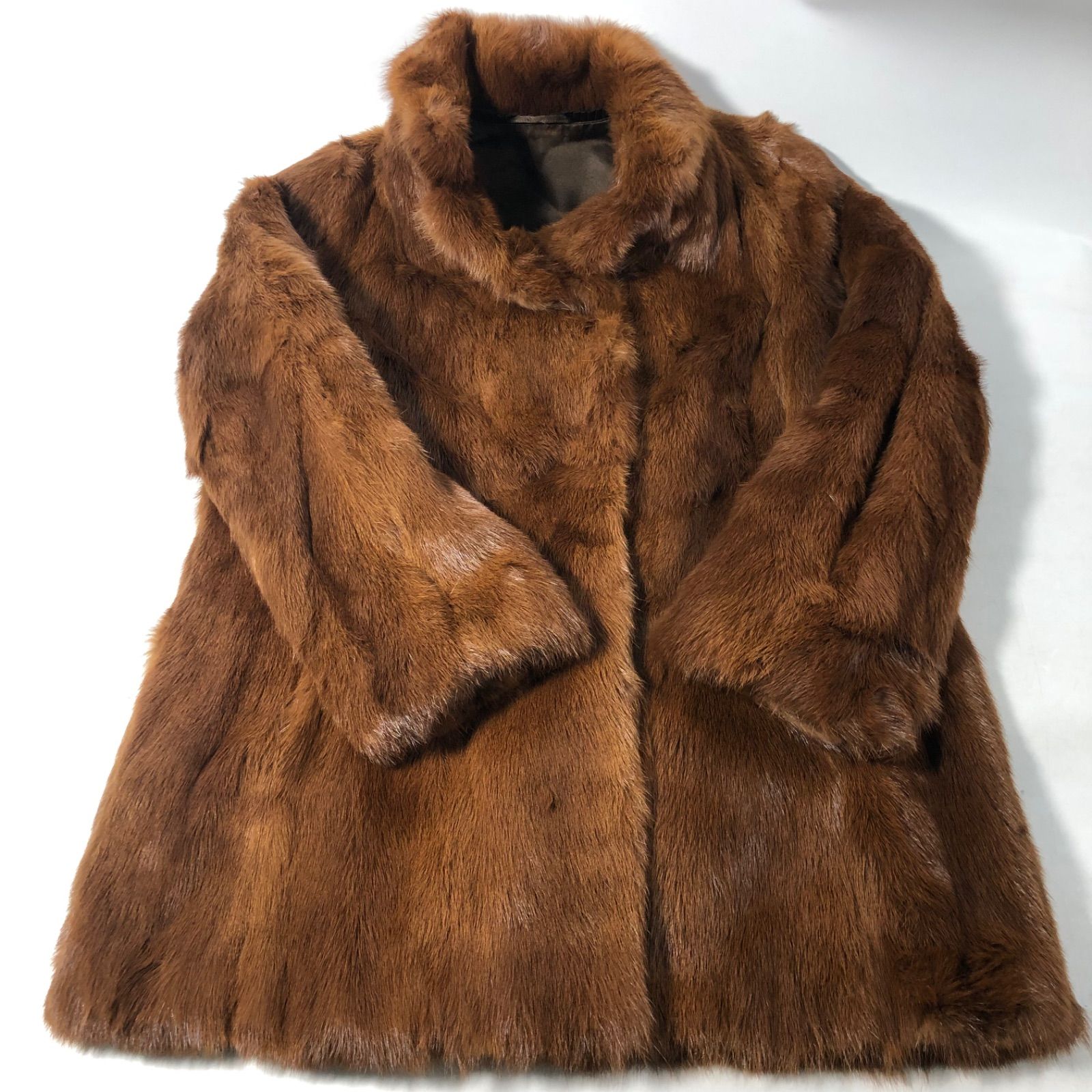 A1113-31-5 レディース ミンクハーフコート ファーコート 9号 ブラウン