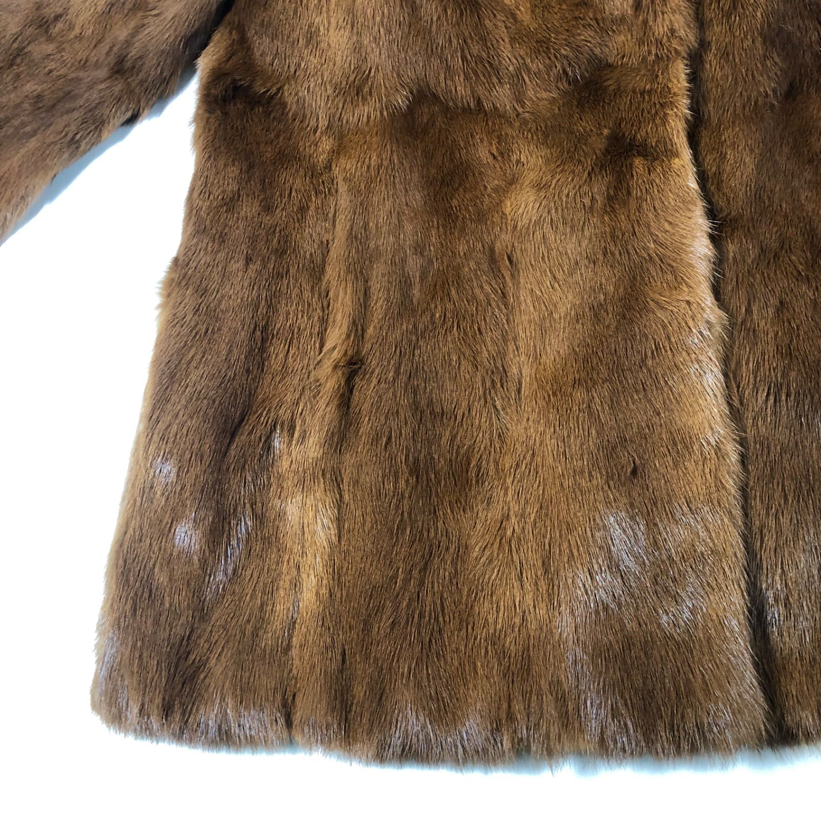 A1113-31-5 レディース ミンクハーフコート ファーコート 9号 ブラウン